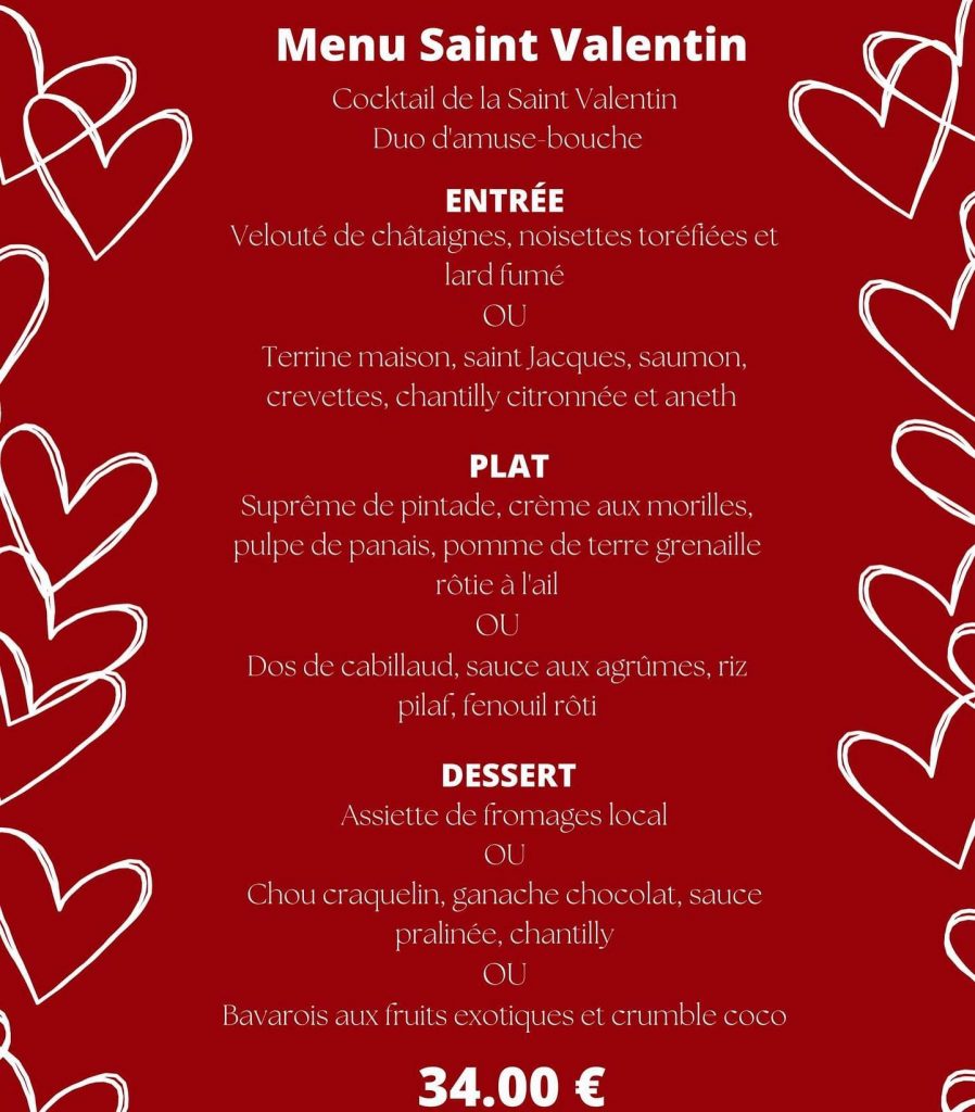 menu Saint Valentin