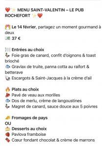 menu saint valentin 2026